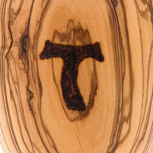 Kielich drewno oliwkowe czara szklana znak Tau śr. 7 cm 5