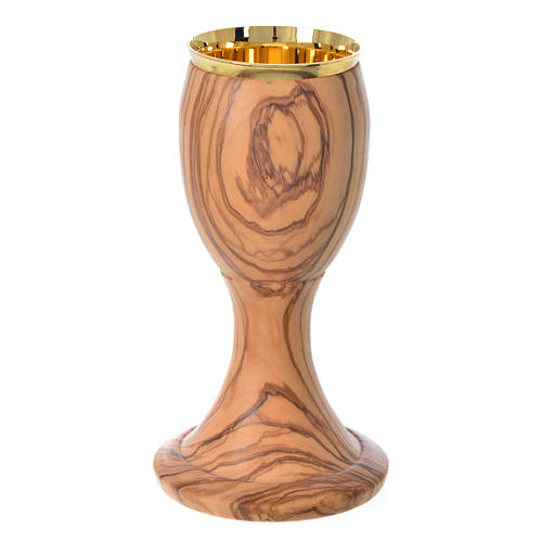 Cáliz de madera estacionada de olivo de Asís 16cm 1