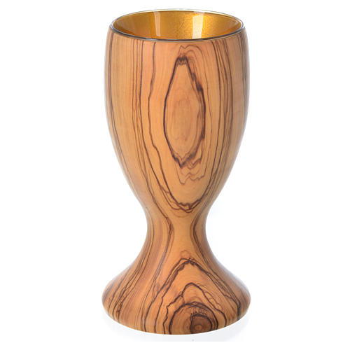 Calice olivier vieilli d'Assise et coupe verre h 18 cm 1