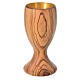 Chalice in Assisi seasoned olive wood and glass cup, H18cm s1