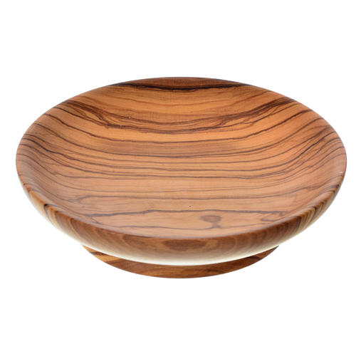 Patena de madera estacionada de olivo de Asís diámetro 10.5cm 1