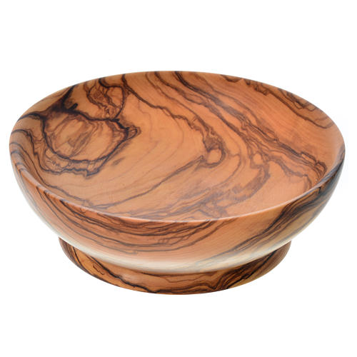 Patena de madera estacionada de olivo de Asís diámetro 13.5cm 1