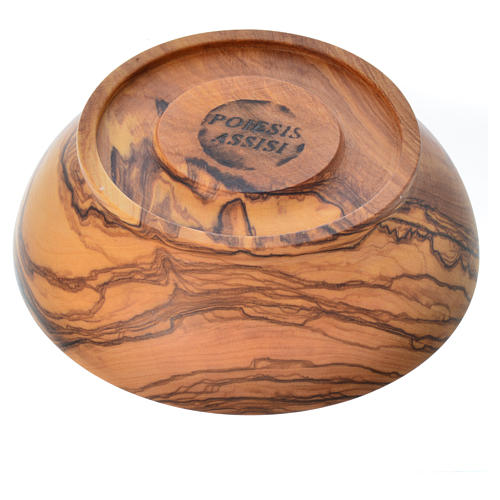 Patena de madera estacionada de olivo de Asís diámetro 13.5cm 3