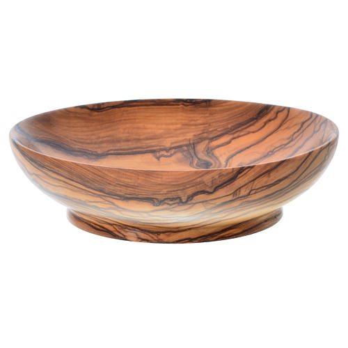 Patena de madera estacionada de olivo de Asís diámetro 14.5cm 2