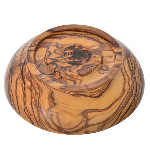 Patena de madera estacionada de olivo de Asís diámetro 14.5cm 3