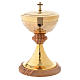 Ciborium in Assisi seasoned olive wood and hammered golden brass s1
