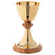 Chalice in Assisi seasoned olive wood and golden brass s1
