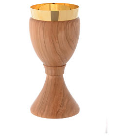 Chalice in smooth Assisi seasoned olive wood 20 cm