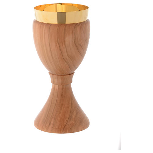 Chalice in smooth Assisi seasoned olive wood 20 cm 1