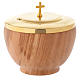 Ciborium in Assisi seasoned olive wood hand-carved IHS s3