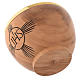 Ciborium in Assisi seasoned olive wood hand-carved IHS s4