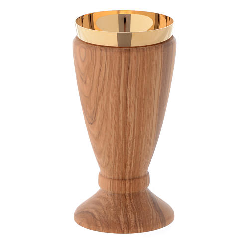 Portable chalice in Assisi seasoned olive wood, tapared 1