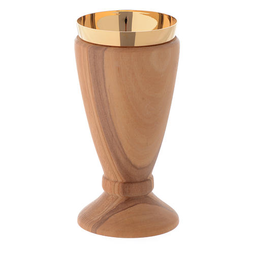 Portable chalice in Assisi seasoned olive wood, tapared 2
