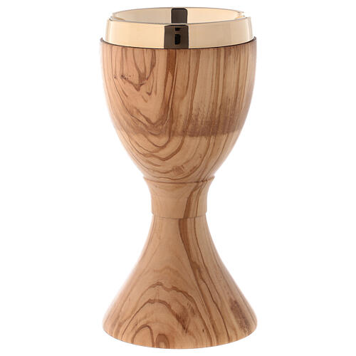 Chalice in Assisi seasoned olive wood, stylised cross and tree 4