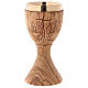 Chalice in Assisi seasoned olive wood, stylised cross and tree s1