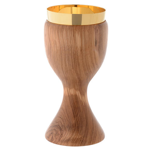 Chalice in Assisi seasoned olive wood, stylised cross 2