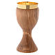 Chalice in Assisi seasoned olive wood, stylised cross s2