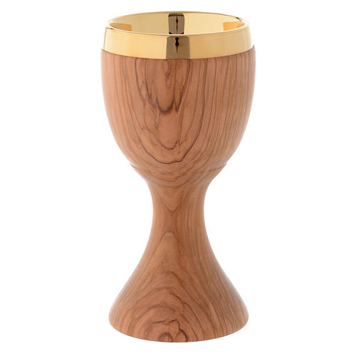 Chalice in Assisi seasoned olive wood 20 cm 2
