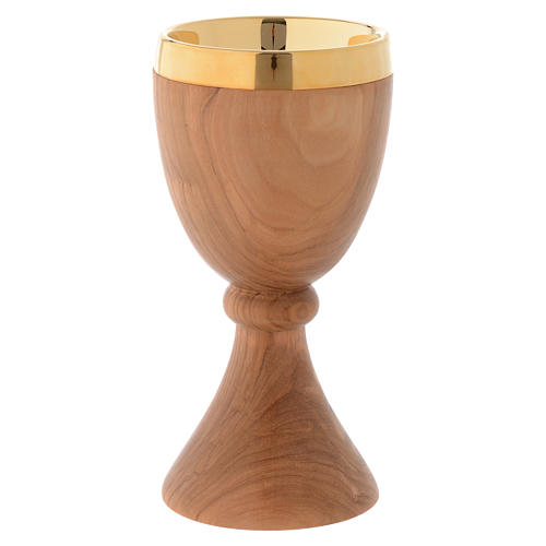Chalice in Assisi seasoned olive wood 20 cm, round node 2