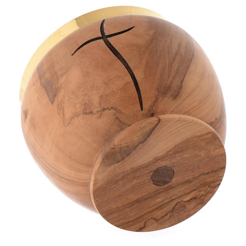 Ciborium in Assisi seasoned olive wood, low with stylised cross 3
