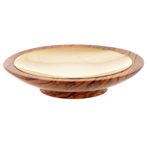 Paten in in Assisi seasoned olive wood and brass 14 cm 1