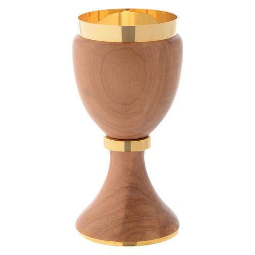 Chalice in Assisi seasoned olive wood with steel node 2