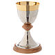 Chalice in hammered brass and Assisi olive wood s1