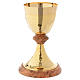 Chalice in gold plated brass and Assisi olive wood s1