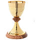 Chalice in gold plated brass and Assisi olive wood s2