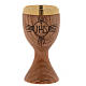 Olive wood chalice engraved IHS s1