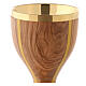 Cálice madeira de oliveira com copa em metal dourado s2