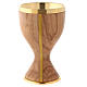 Cálice madeira de oliveira com copa em metal dourado s3