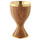 Cálice madeira de oliveira com copa em metal dourado s4