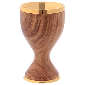 Chalice in olive wood with metal cup