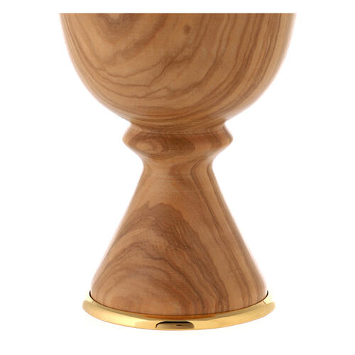 Cálice em madeira de oliveira italiana com copa dourada 4