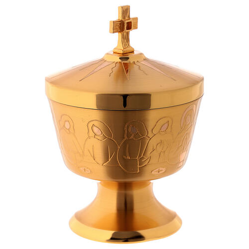 Ciborium in fused golden brass, Last Supper diam. 8 cm 3