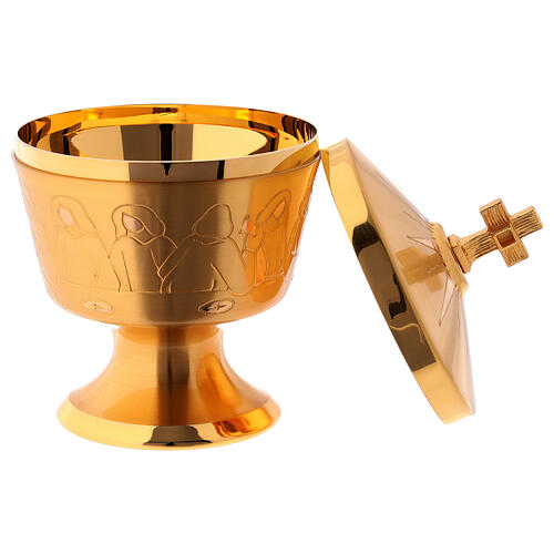 Ciborium in fused golden brass, Last Supper diam. 8 cm 5
