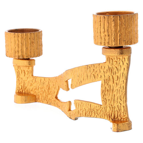 Altar candle stand in brass, 2 flame h. 13 cm 2