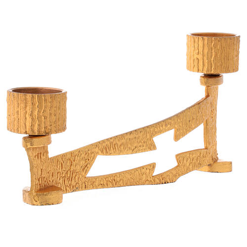 Altar candle stand in brass, 2 flame h. 13 cm 3