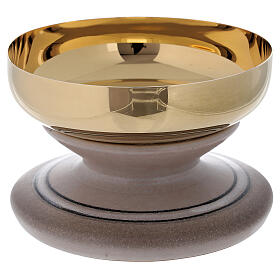 STOCK Ceramic and gold plated brass paten d. 14 cm