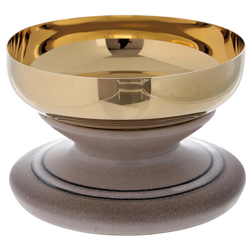 STOCK Ceramic and gold plated brass paten d. 14 cm 1
