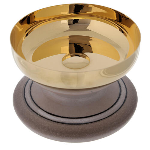 STOCK Ceramic and gold plated brass paten d. 14 cm 2
