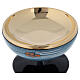 Paten blue ceramic and gold-plated brass with red wheat decoration, diam. 15 cm s4