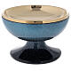 Paten blue ceramic and gold-plated brass with red wheat decoration, diam. 15 cm s5