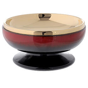STOCK Red ceramic and gold plated brass paten d. 15 cm