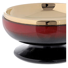 STOCK Red ceramic and gold plated brass paten d. 15 cm