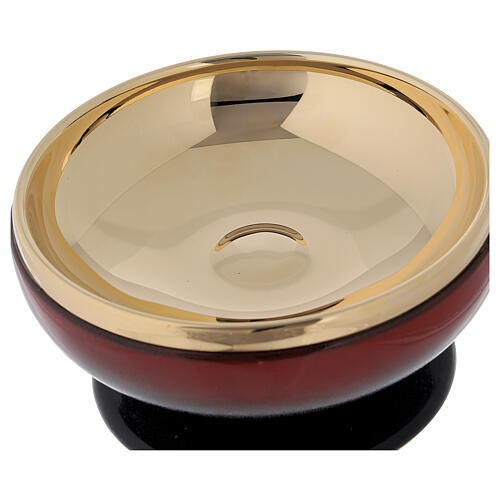 STOCK Red ceramic and gold plated brass paten d. 15 cm 3