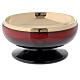 STOCK Red ceramic and gold plated brass paten d. 15 cm s1