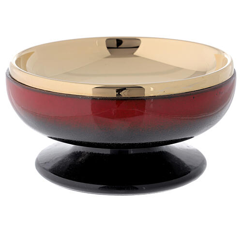 STOCK Patena cerámica roja y latón dorado diámetro 15 cm 1