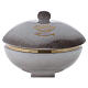 STOCK White ceramic and gold plated brass ciborium with loaves and fishes pattern d. 15 cm s2